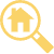Picto jaune loupe maison - BL Agents mandataires immobilier